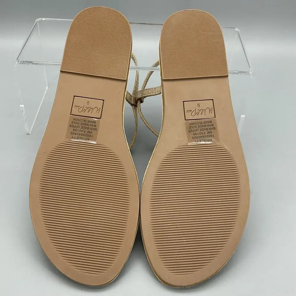 NEW Wild Pair Women’s Krisleyy Thong Sandals Gold Size 9M